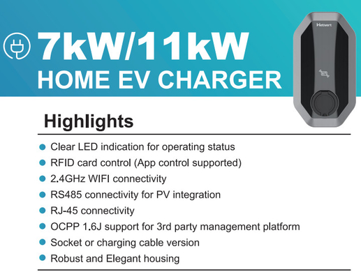 Elektrikli Araba 3 fazlı Tip 2 Şarj Cihazı 11kw Güç, 4m Kablolu Taşınabilir Ev Şarj Cihazı